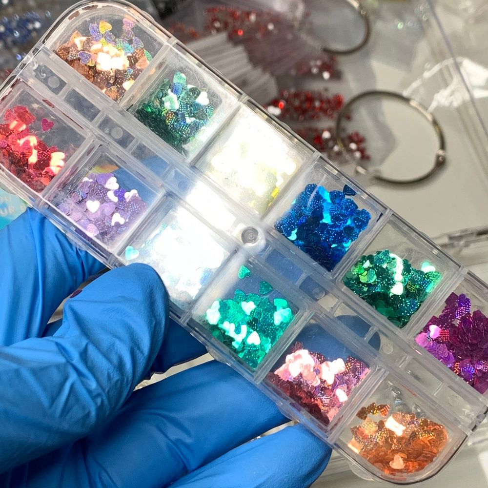 heart holographic nail glitter sequins box - 2
