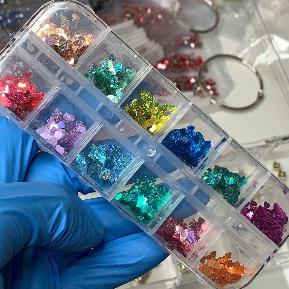 heart holographic nail glitter sequins box - 3