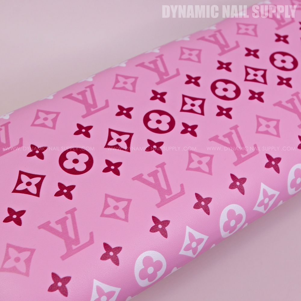 Pink leather nail salon armrest LV - 2