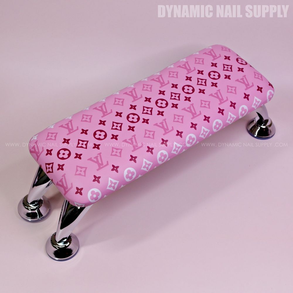 Pink leather nail salon armrest LV - 3