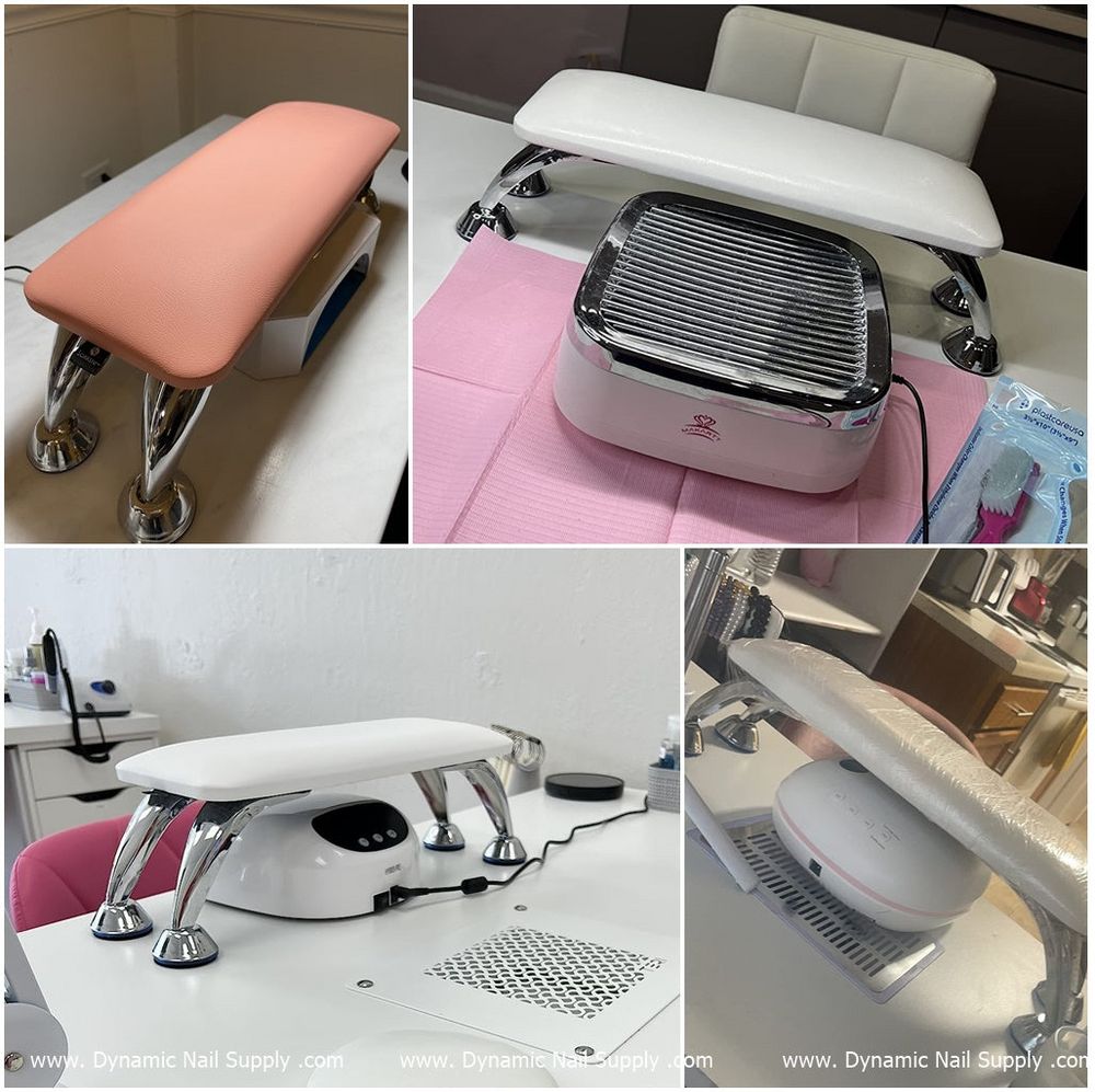 Pink leather nail salon armrest LV - 5