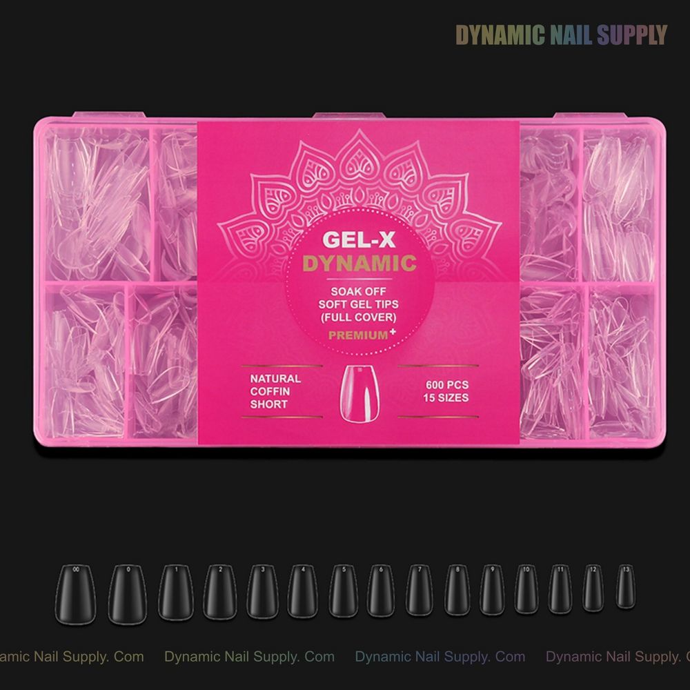 short natural coffin soft-gel tips - 10