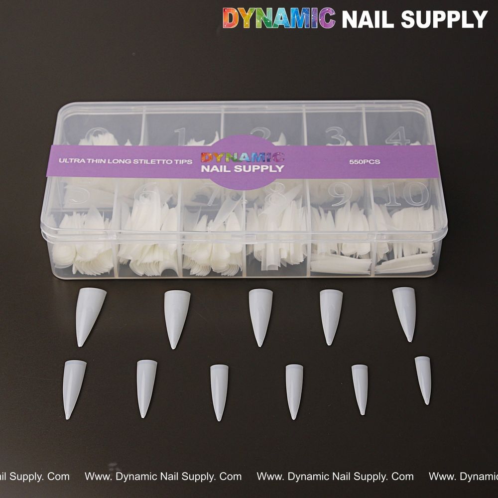 Natural white ultra thin stiletto tips - 2